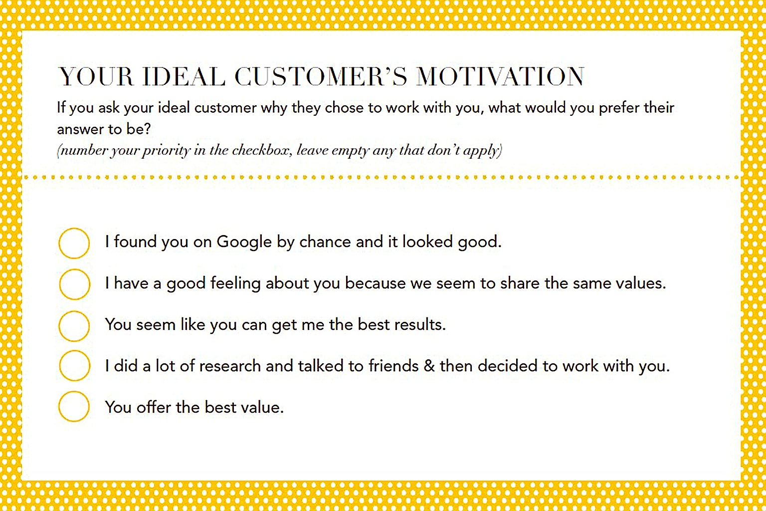 Your Ideal Customer's Motivation